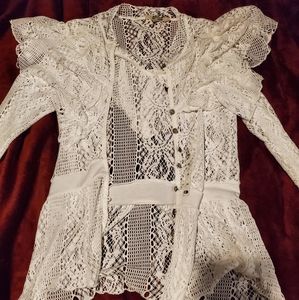 Feminine Ruffle Lace Crochet cardigan